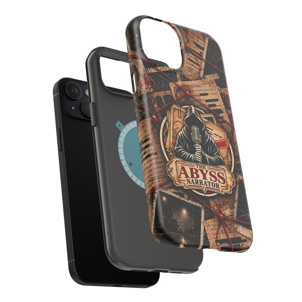 The Abyss Narrator Phone Case — True Crime Cold Case Evidence Board Design, Magnetic MagSafe Tough Case for iPhone & Samsung