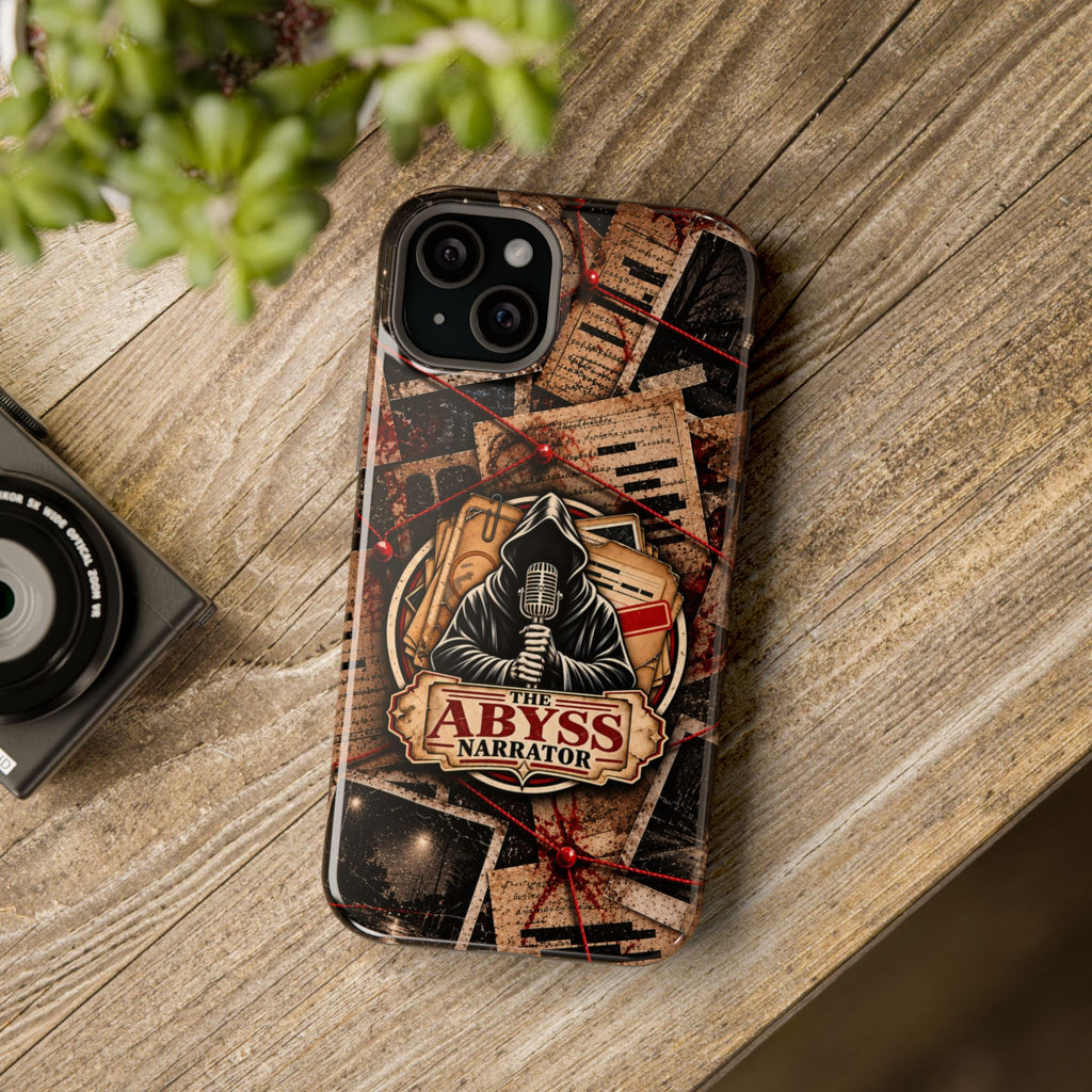 The Abyss Narrator Phone Case — True Crime Cold Case Evidence Board Design, Magnetic MagSafe Tough Case for iPhone & Samsung