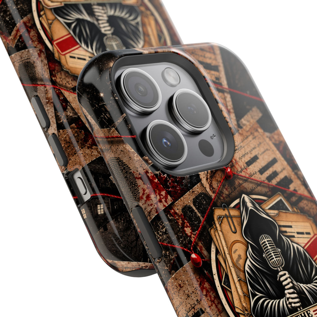 The Abyss Narrator Phone Case — True Crime Cold Case Evidence Board Design, Magnetic MagSafe Tough Case for iPhone & Samsung