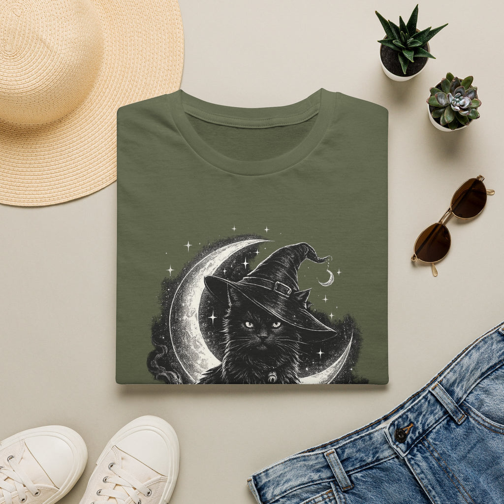 Playera Gato Bruja Luna · Gato Negro Místico · Witch Cat Moon Celestial Gothic Tee