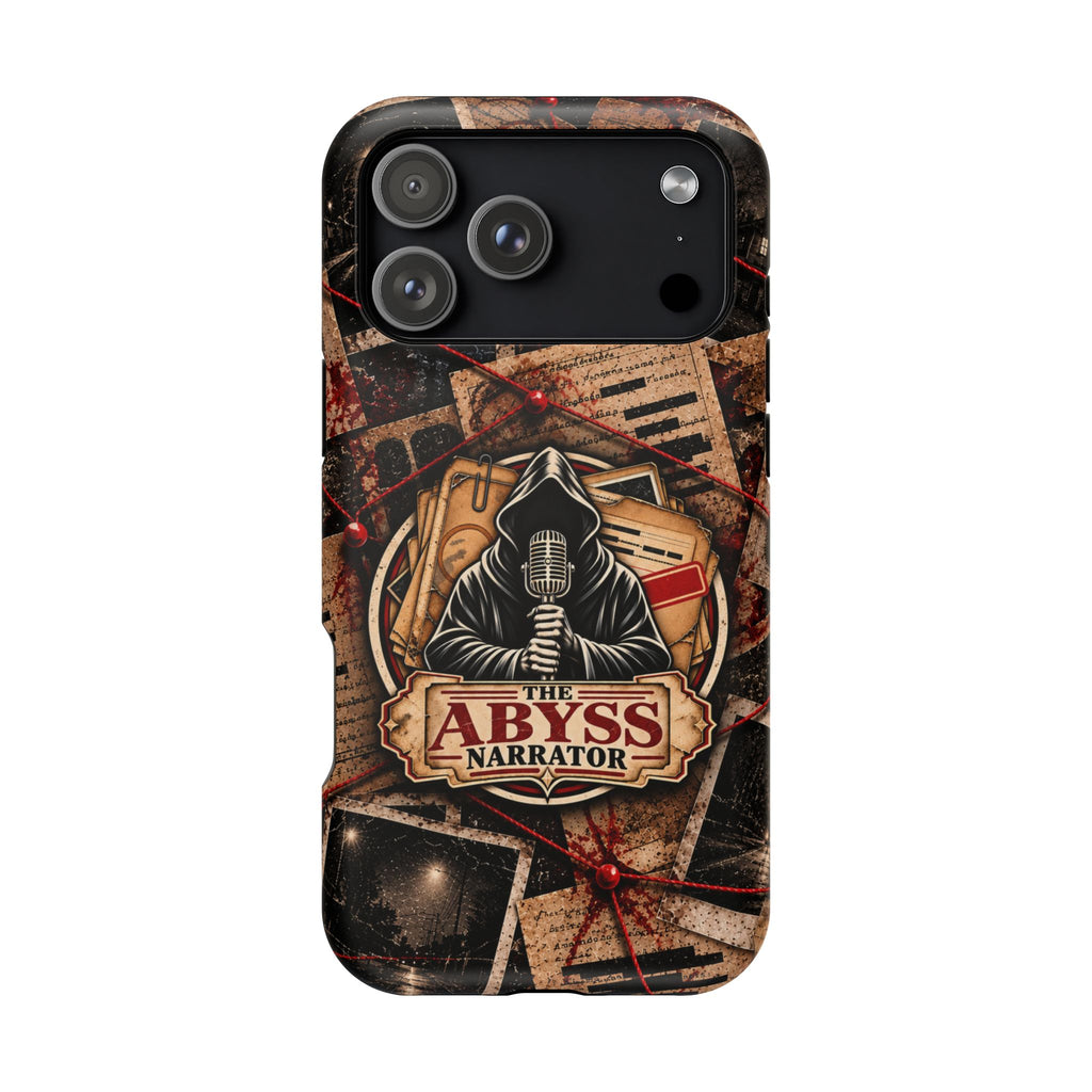 The Abyss Narrator Phone Case — True Crime Cold Case Evidence Board Design, Magnetic MagSafe Tough Case for iPhone & Samsung