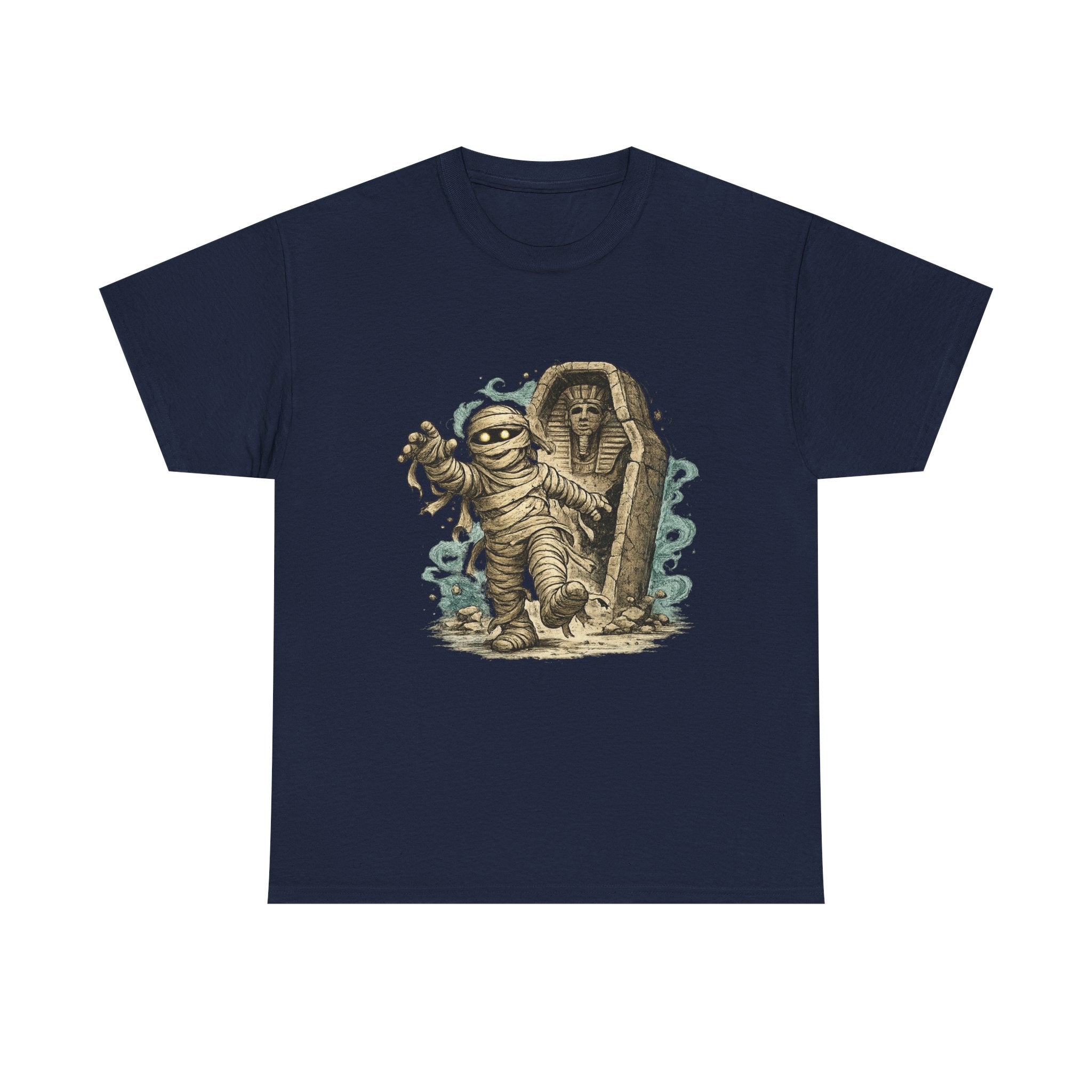 Playera Momia Ancestral · Vendas y Sarcófago de Otro Tiempo · Cute Cartoon Mummy Sarcophagus Halloween Tee