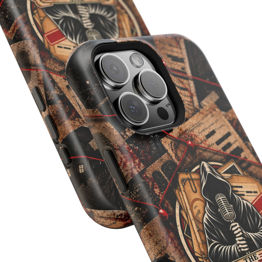 The Abyss Narrator Phone Case — True Crime Cold Case Evidence Board Design, Magnetic MagSafe Tough Case for iPhone & Samsung