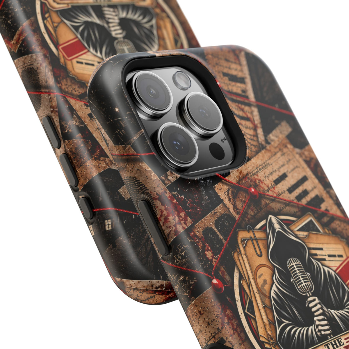 The Abyss Narrator Phone Case — True Crime Cold Case Evidence Board Design, Magnetic MagSafe Tough Case for iPhone & Samsung