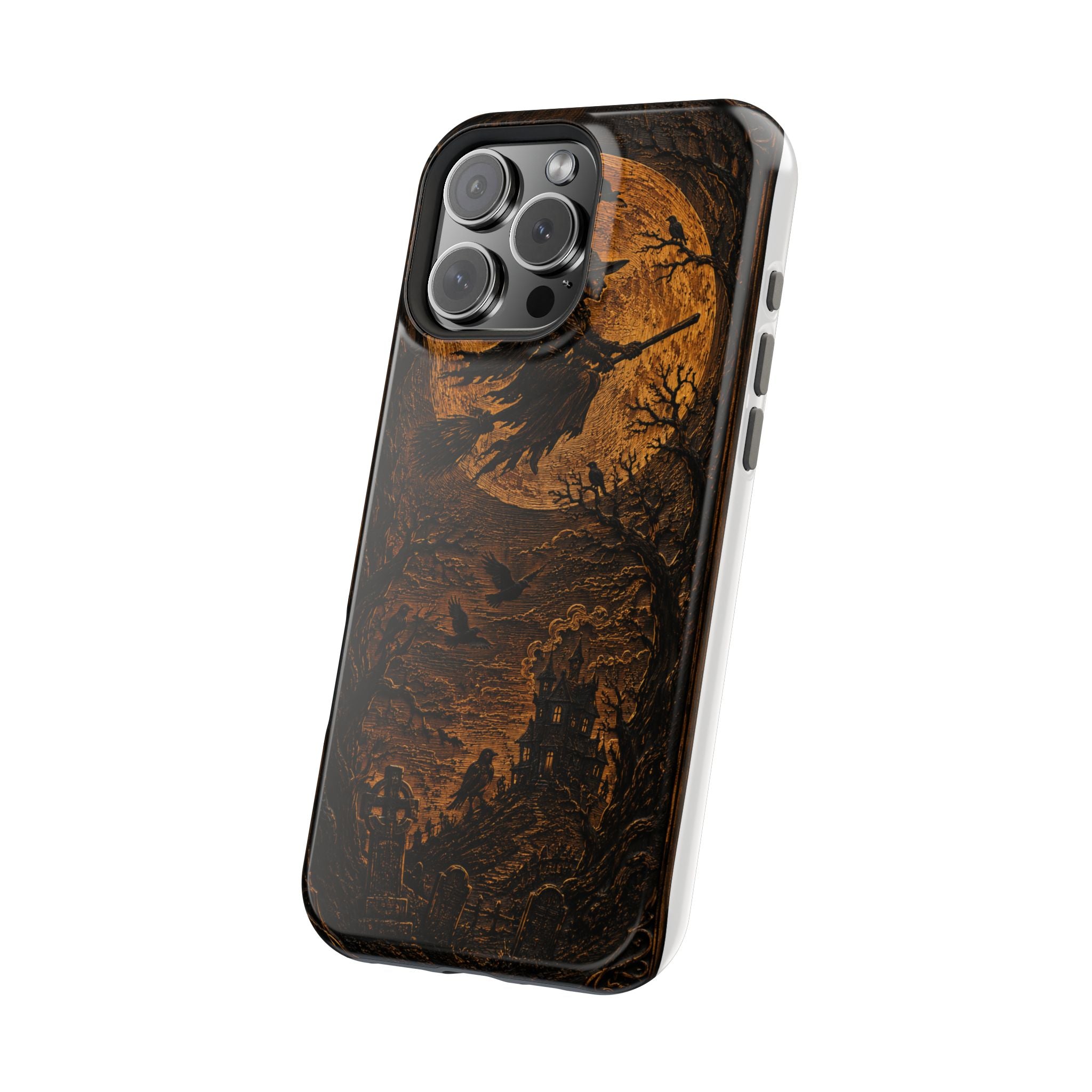 Funda de Celular Cuervo y Luna · Halloween Gótico · Magnética Resistente a Impactos