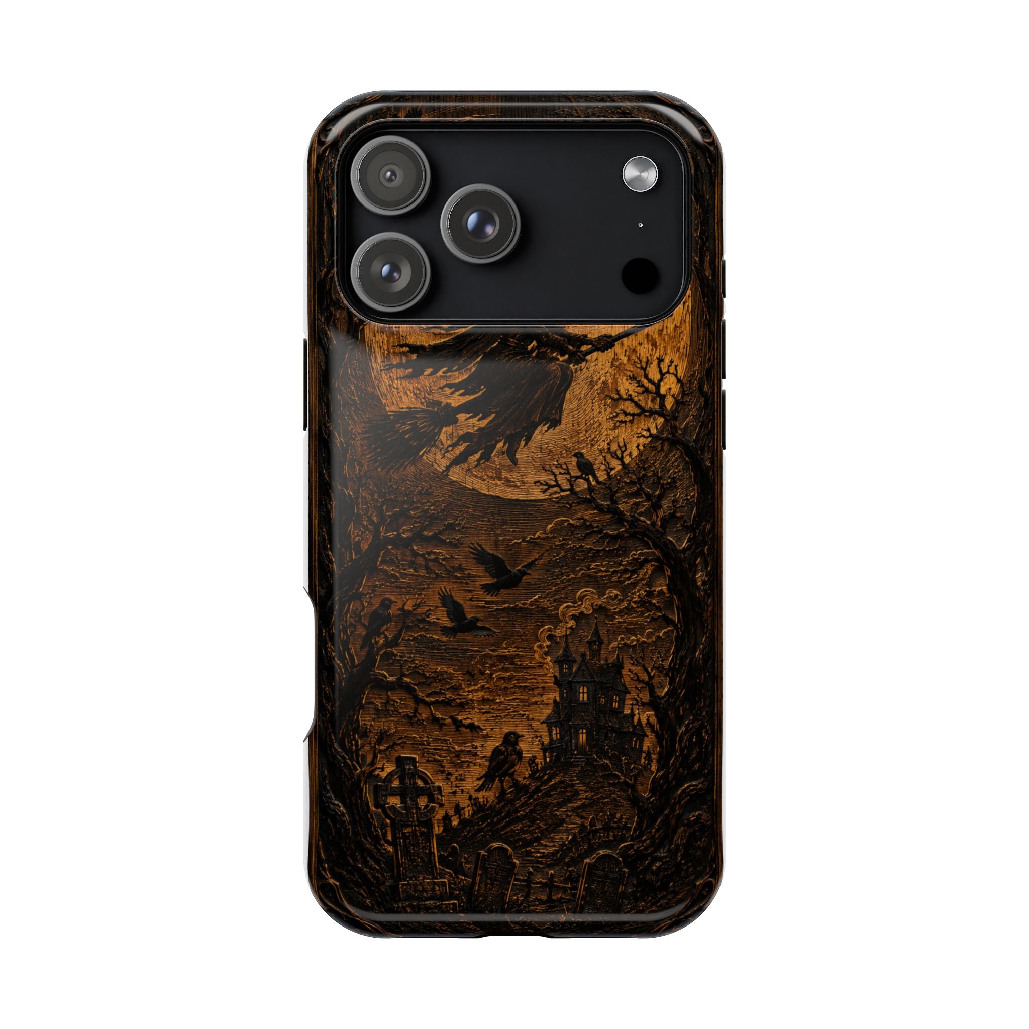Funda de Celular Cuervo y Luna · Halloween Gótico · Magnética Resistente a Impactos