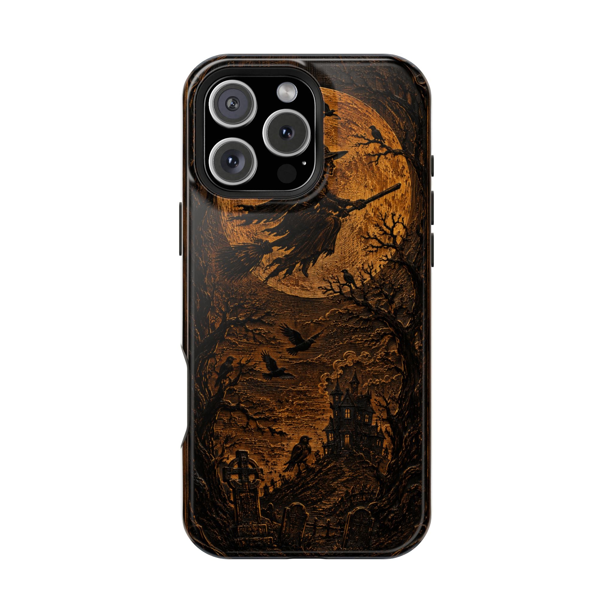 Funda de Celular Cuervo y Luna · Halloween Gótico · Magnética Resistente a Impactos