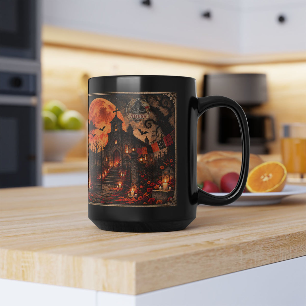 Day of the Dead Catrina Mug | Gothic Halloween Black Coffee Mug | Dia de los Muertos Gift 11oz 15oz