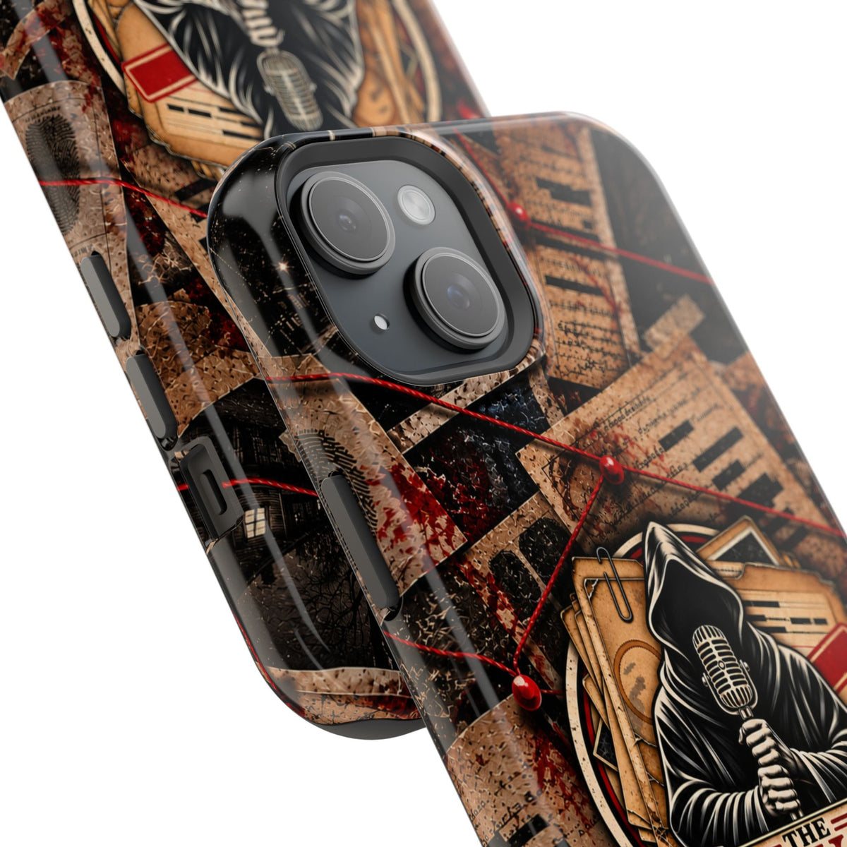 The Abyss Narrator Phone Case — True Crime Cold Case Evidence Board Design, Magnetic MagSafe Tough Case for iPhone & Samsung
