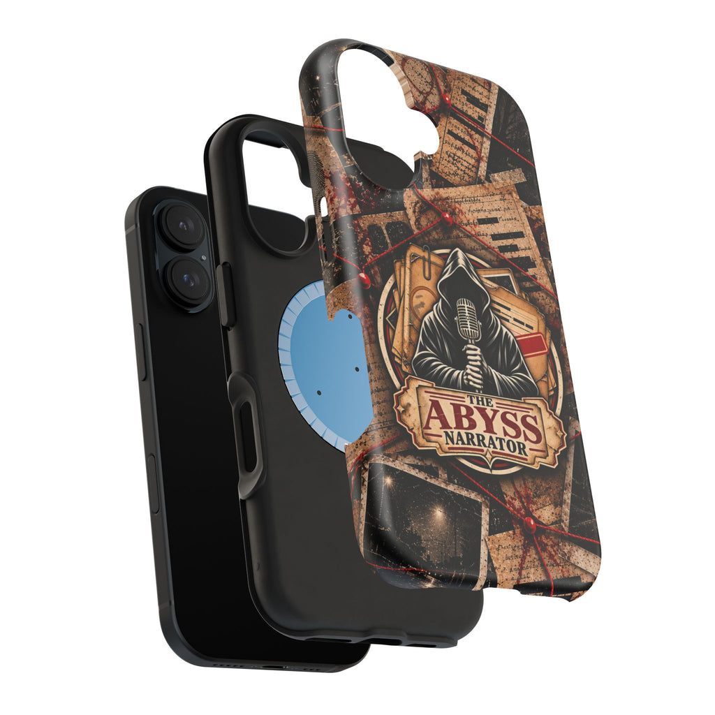 The Abyss Narrator Phone Case — True Crime Cold Case Evidence Board Design, Magnetic MagSafe Tough Case for iPhone & Samsung