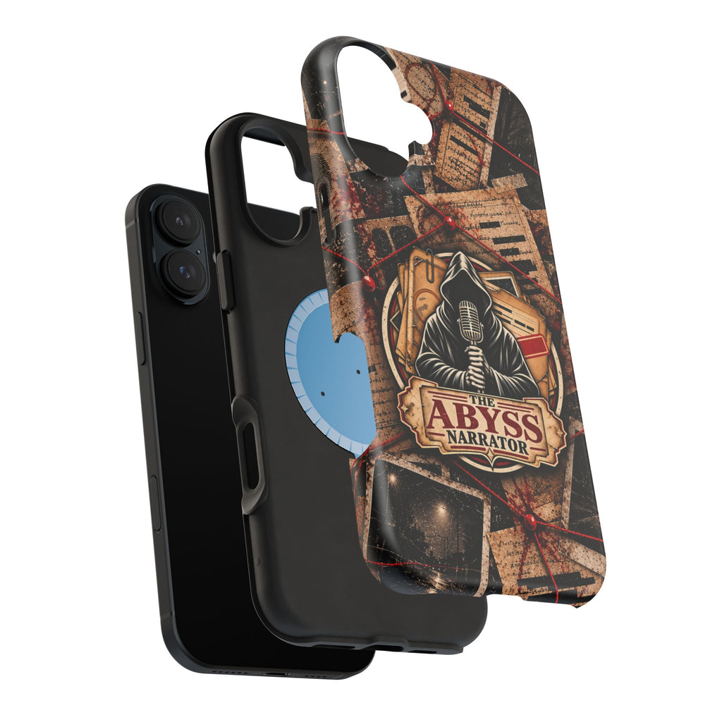 The Abyss Narrator Phone Case — True Crime Cold Case Evidence Board Design, Magnetic MagSafe Tough Case for iPhone & Samsung