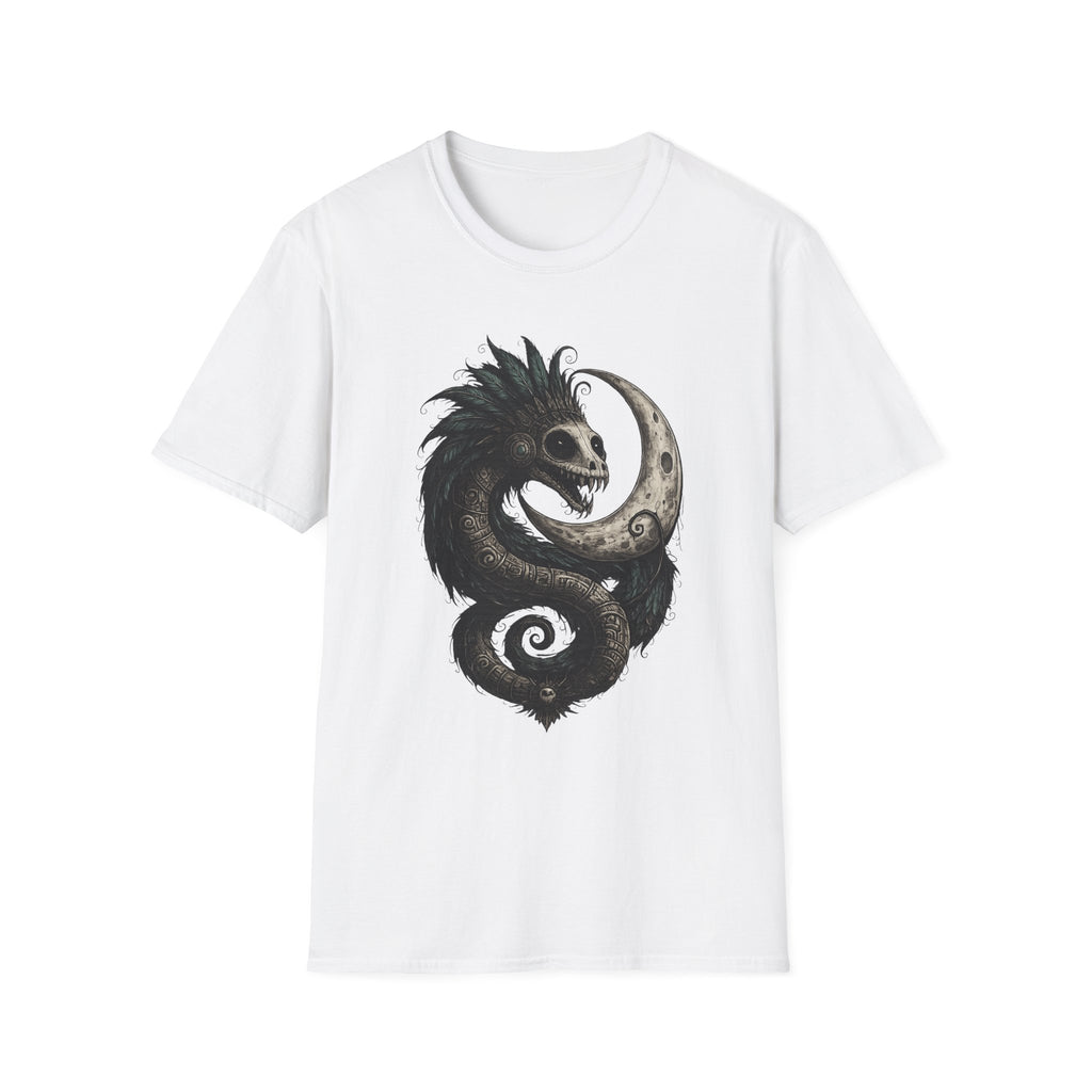 Playera Quetzalcóatl Crescent Moon · Serpiente Emplumada Azteca · Gothic Aztec Feathered Serpent Tee
