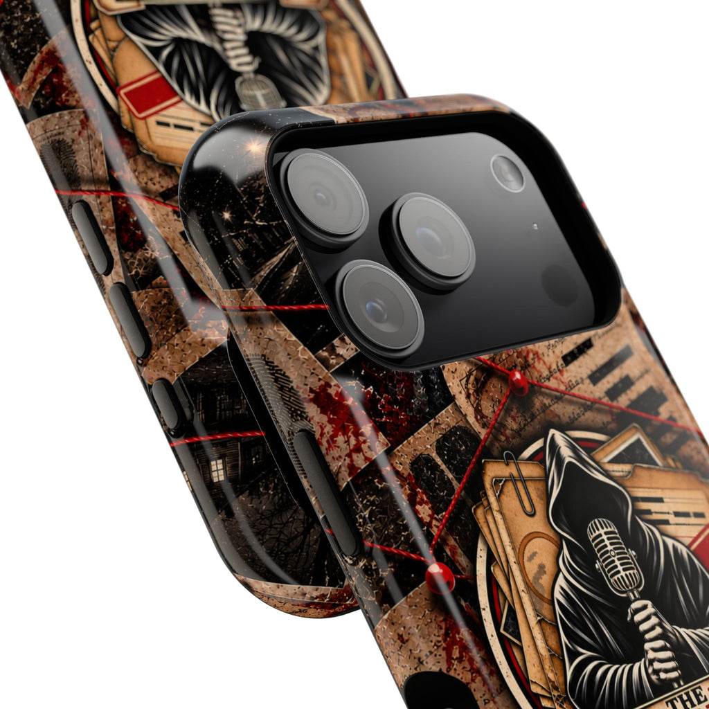 The Abyss Narrator Phone Case — True Crime Cold Case Evidence Board Design, Magnetic MagSafe Tough Case for iPhone & Samsung