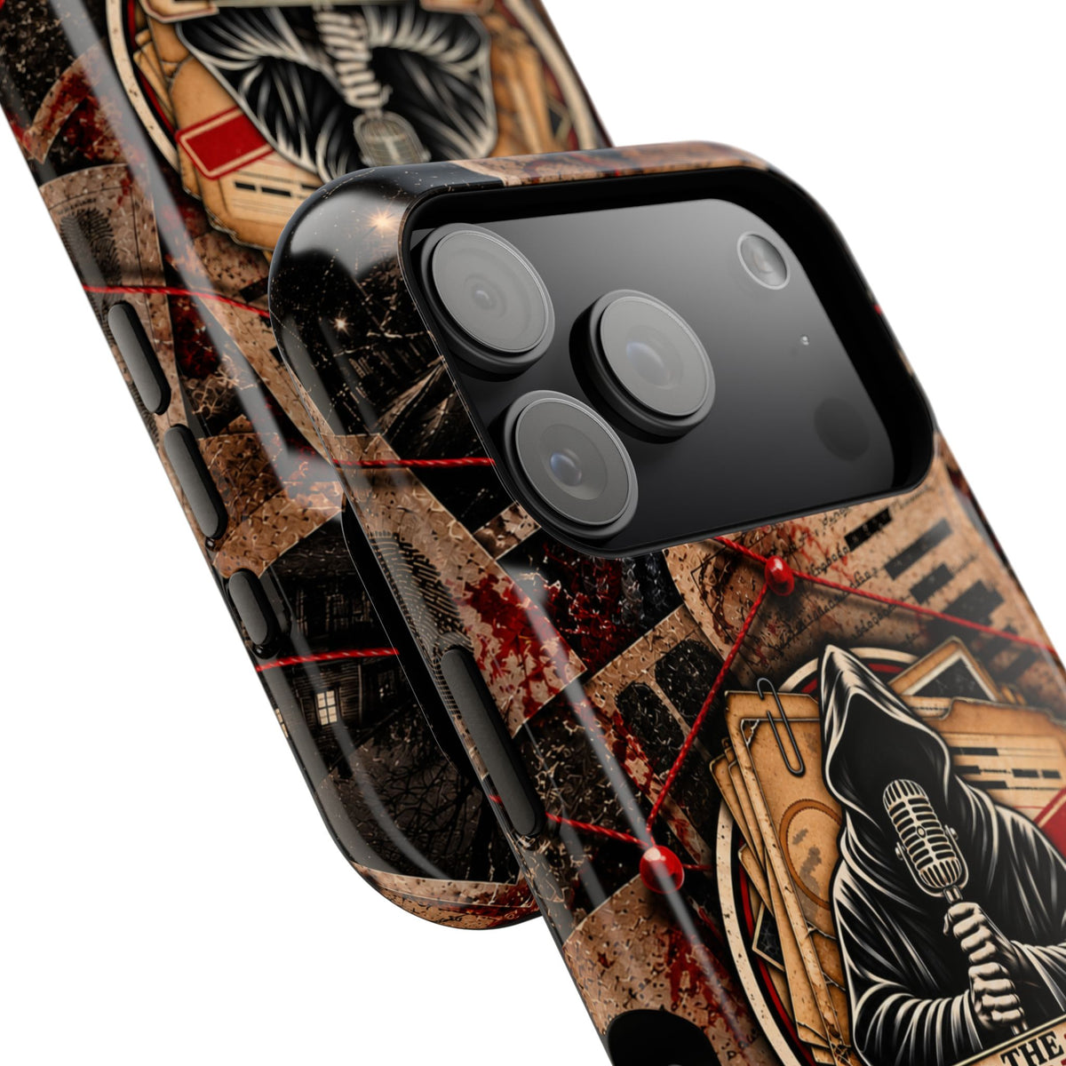 The Abyss Narrator Phone Case — True Crime Cold Case Evidence Board Design, Magnetic MagSafe Tough Case for iPhone & Samsung