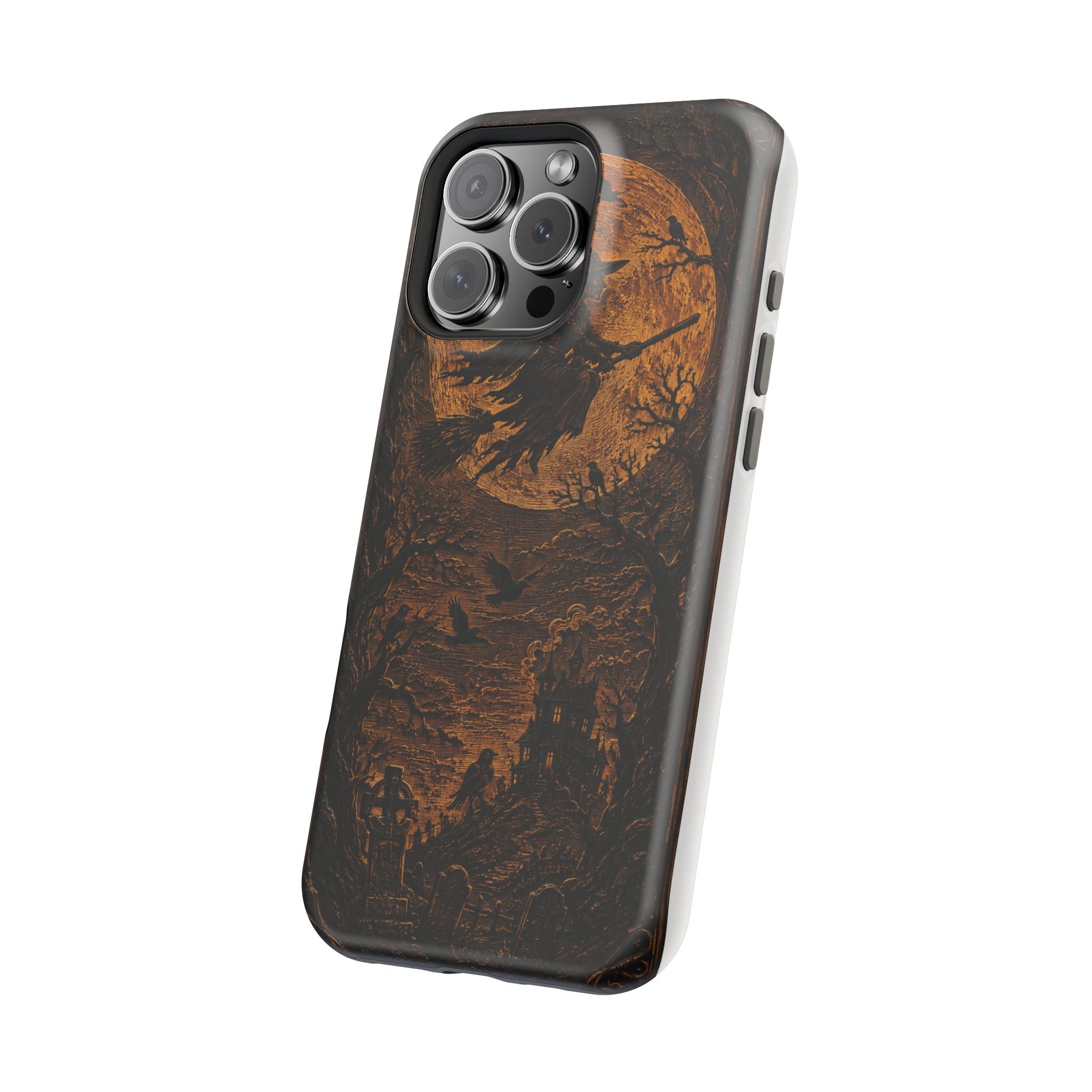 Funda de Celular Cuervo y Luna · Halloween Gótico · Magnética Resistente a Impactos