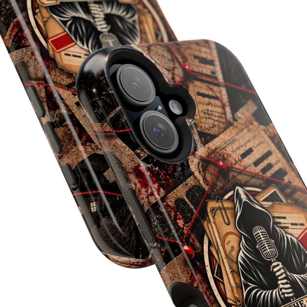The Abyss Narrator Phone Case — True Crime Cold Case Evidence Board Design, Magnetic MagSafe Tough Case for iPhone & Samsung