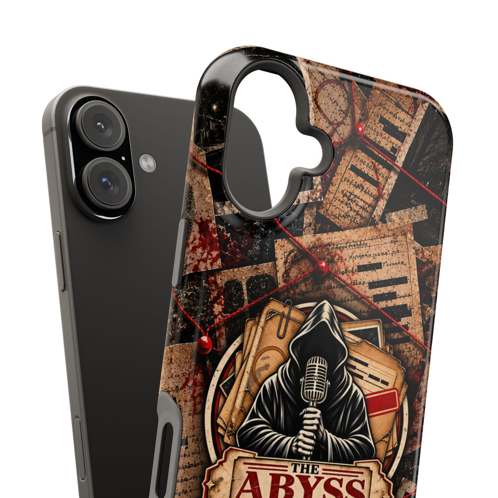 The Abyss Narrator Phone Case — True Crime Cold Case Evidence Board Design, Magnetic MagSafe Tough Case for iPhone & Samsung
