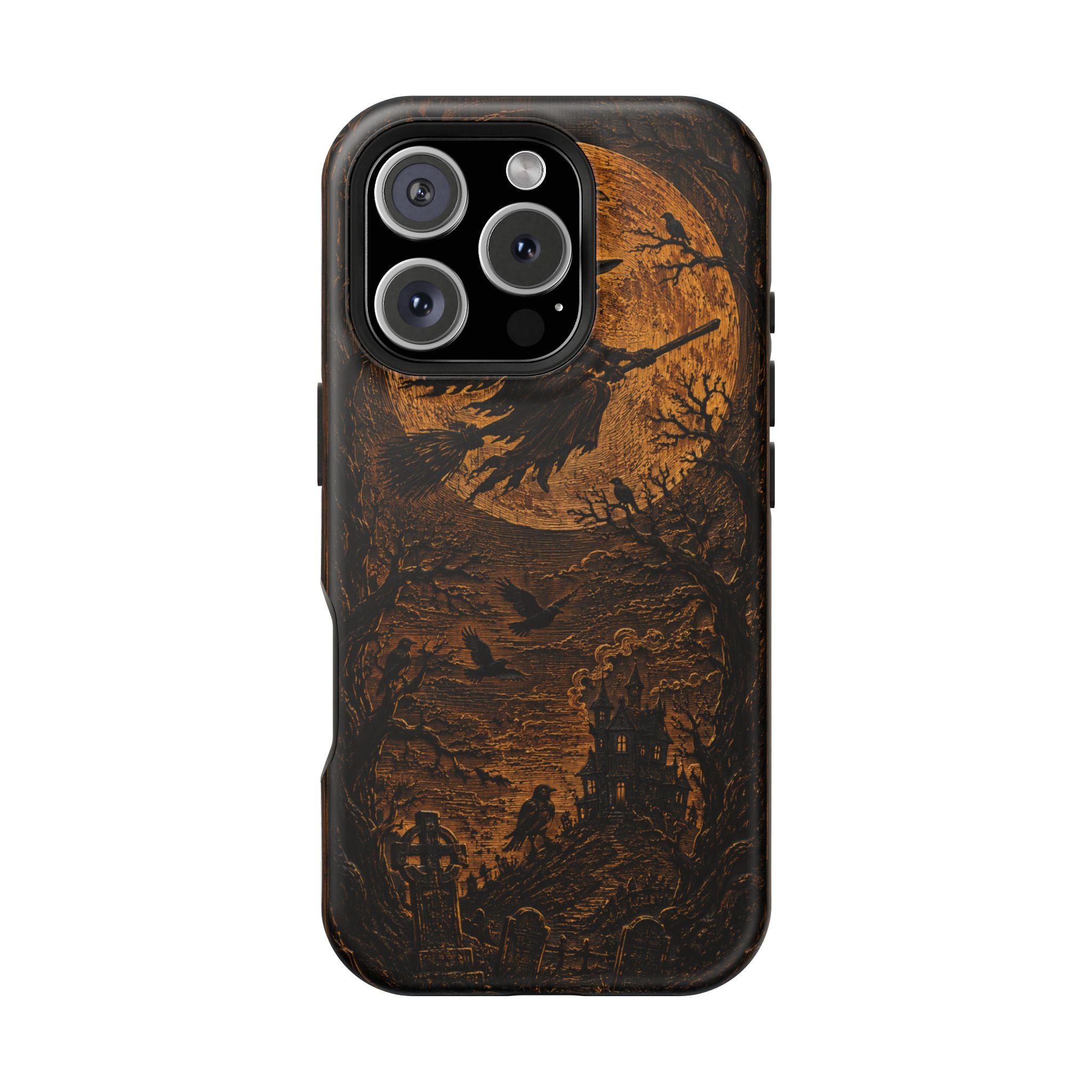 Funda de Celular Cuervo y Luna · Halloween Gótico · Magnética Resistente a Impactos