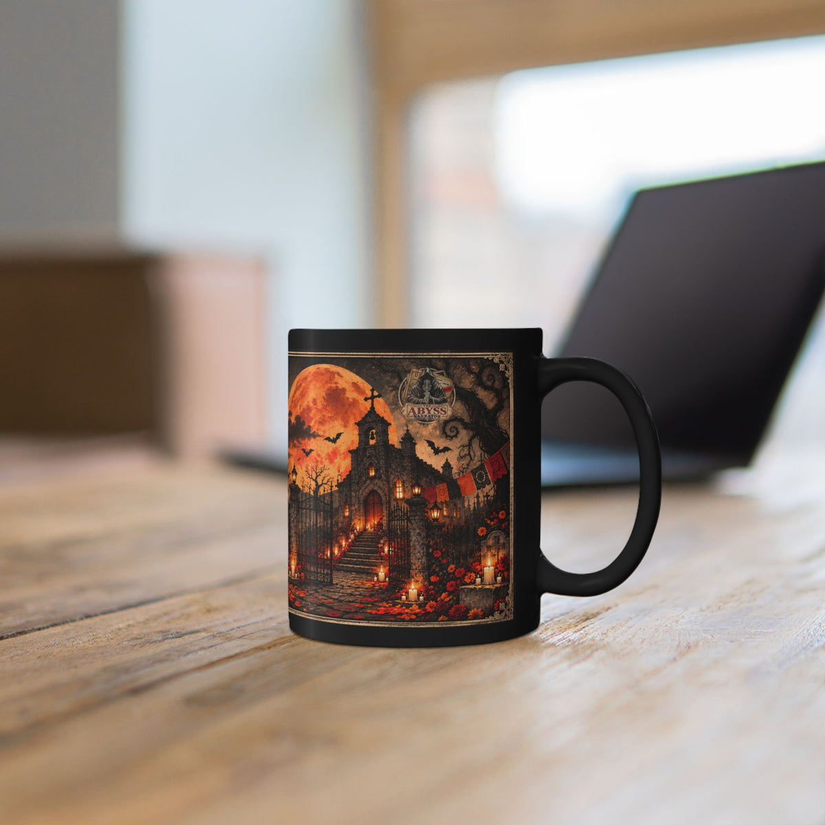 Day of the Dead Catrina Mug | Gothic Halloween Black Coffee Mug | Dia de los Muertos Gift 11oz 15oz