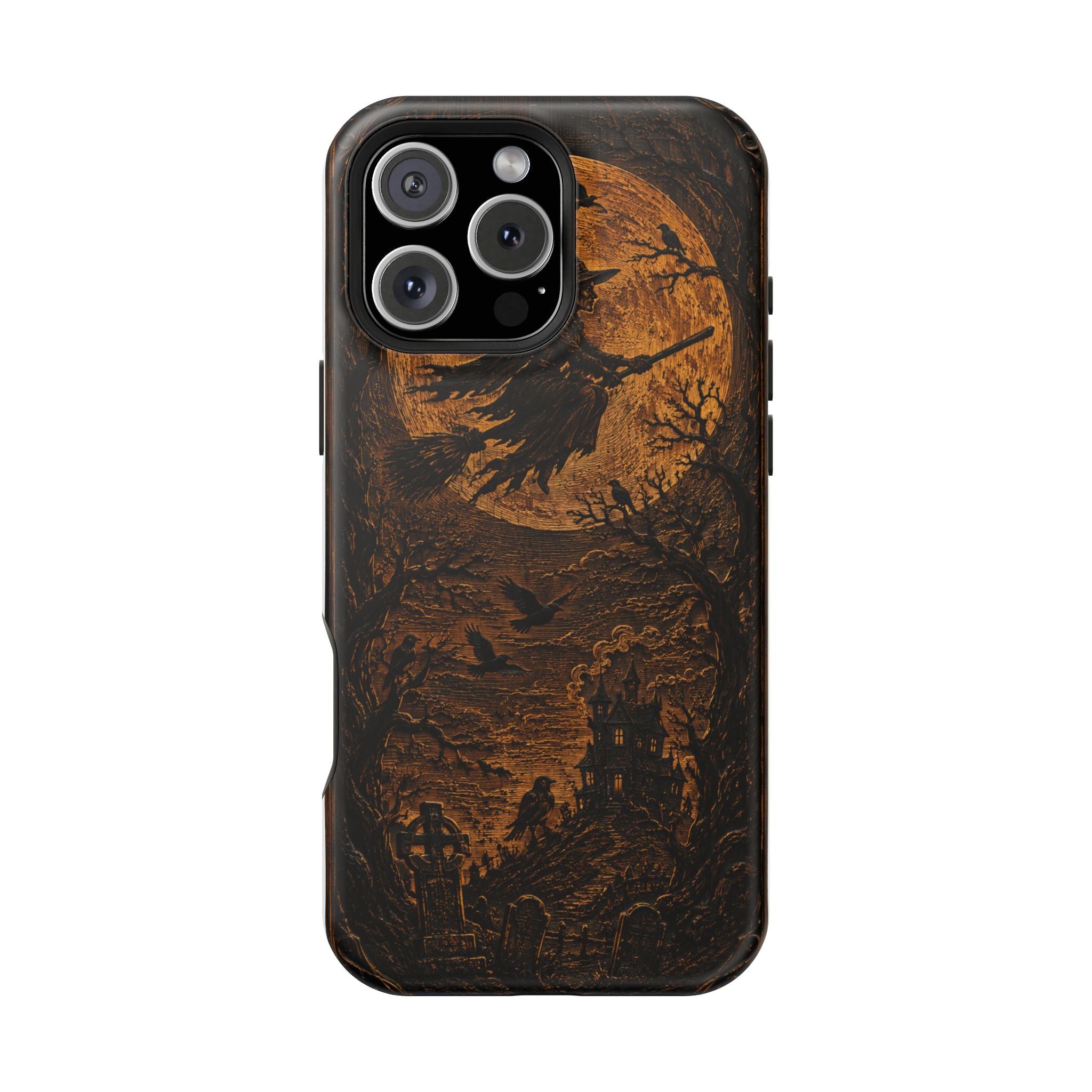 Funda de Celular Cuervo y Luna · Halloween Gótico · Magnética Resistente a Impactos