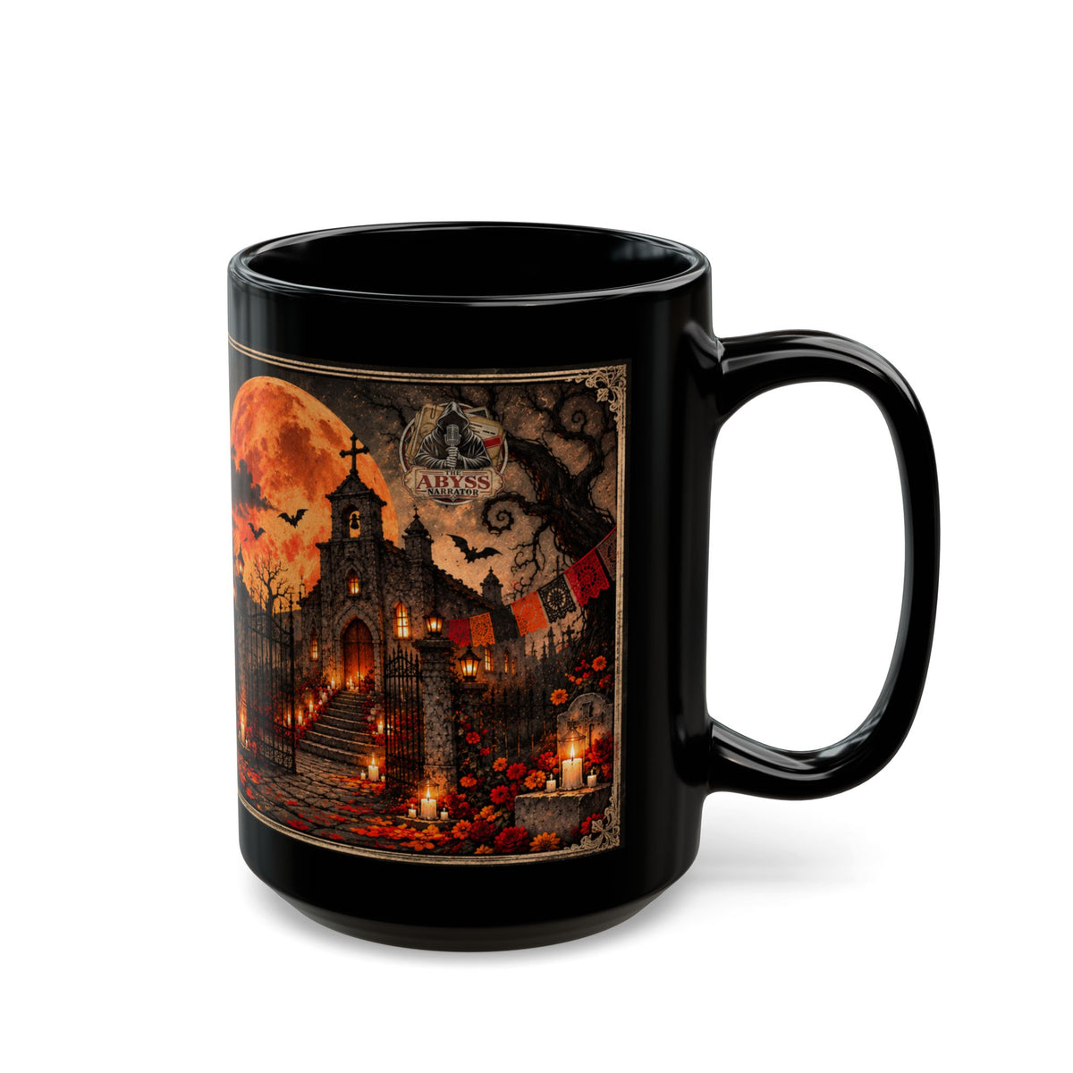 Day of the Dead Catrina Mug | Gothic Halloween Black Coffee Mug | Dia de los Muertos Gift 11oz 15oz