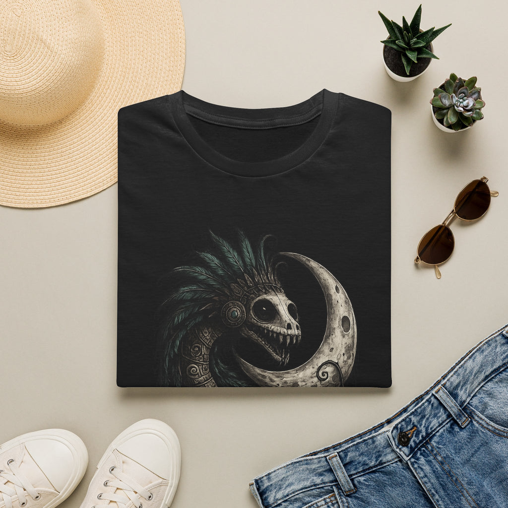 Playera Quetzalcóatl Crescent Moon - serpiente emplumada azteca, gothic tee - foto 5