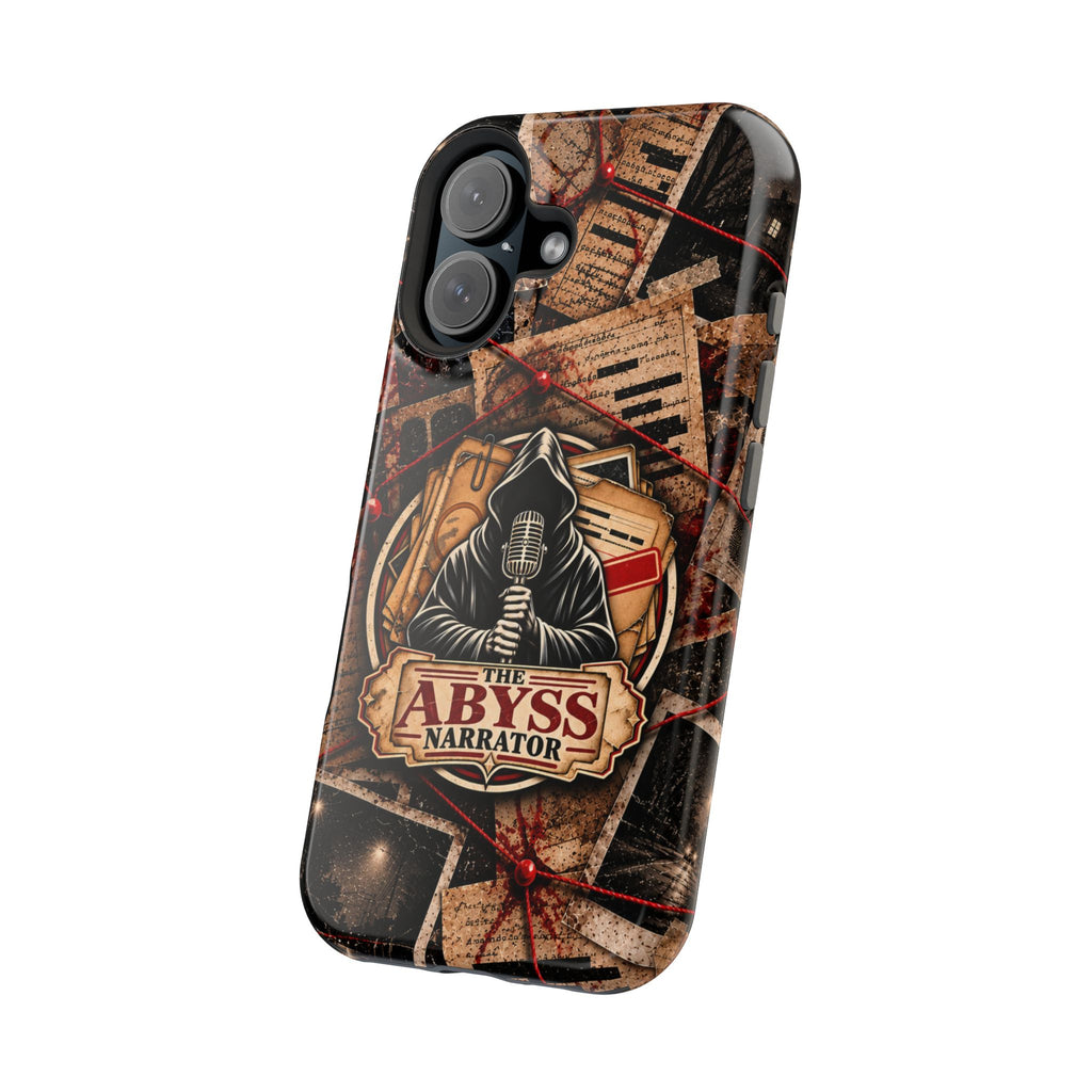 The Abyss Narrator Phone Case — True Crime Cold Case Evidence Board Design, Magnetic MagSafe Tough Case for iPhone & Samsung