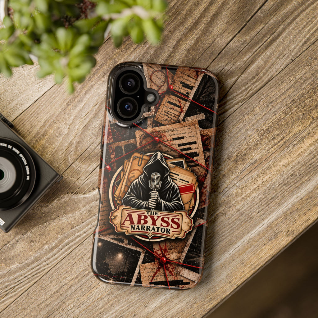 The Abyss Narrator Phone Case — True Crime Cold Case Evidence Board Design, Magnetic MagSafe Tough Case for iPhone & Samsung