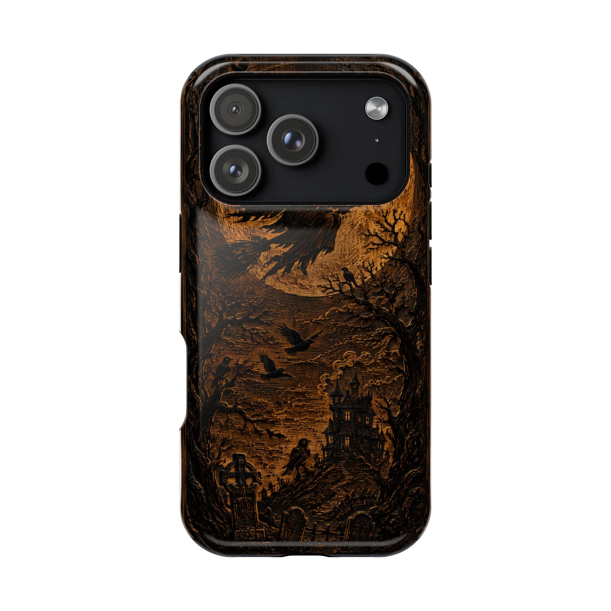 Funda de Celular Cuervo y Luna · Halloween Gótico · Magnética Resistente a Impactos