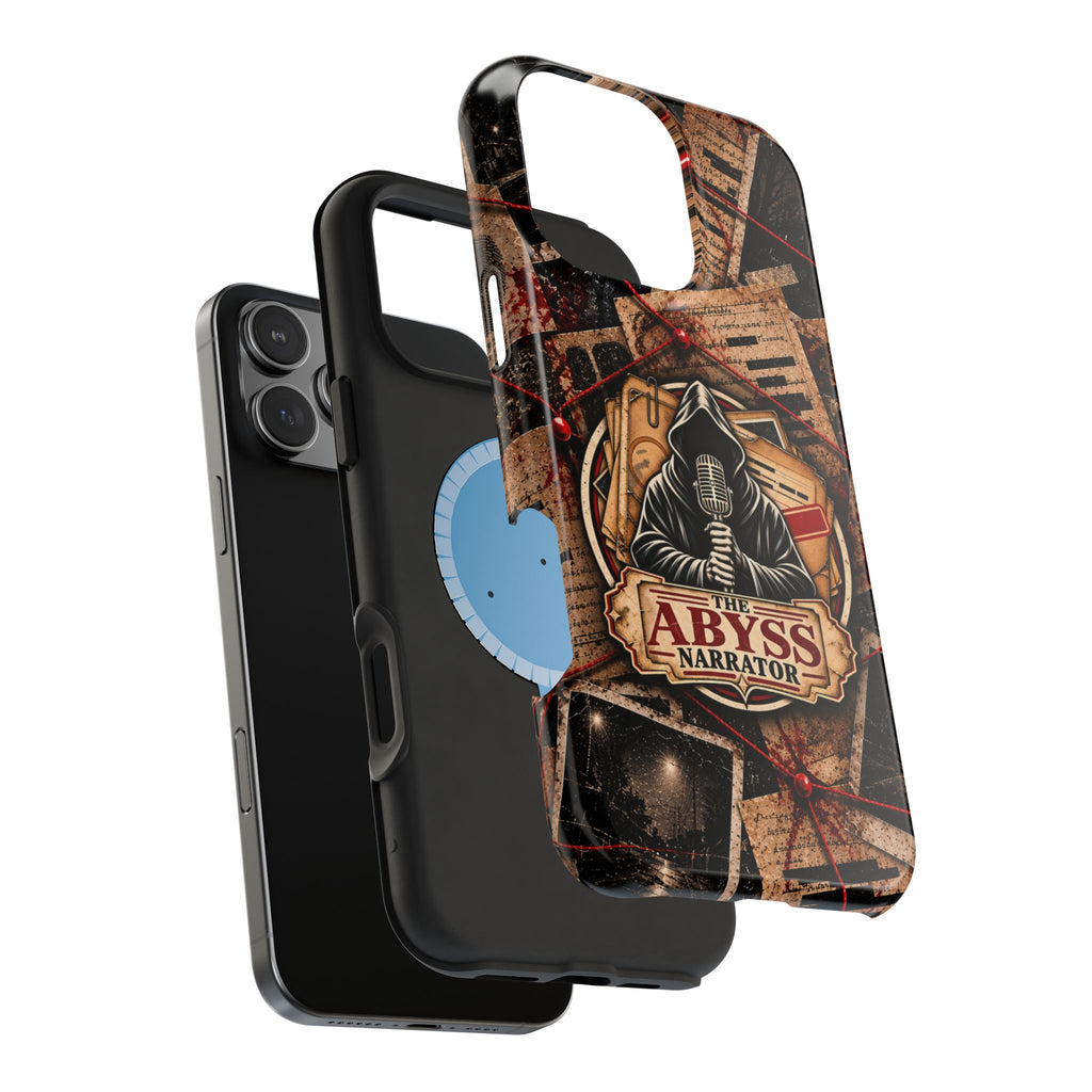 The Abyss Narrator Phone Case — True Crime Cold Case Evidence Board Design, Magnetic MagSafe Tough Case for iPhone & Samsung