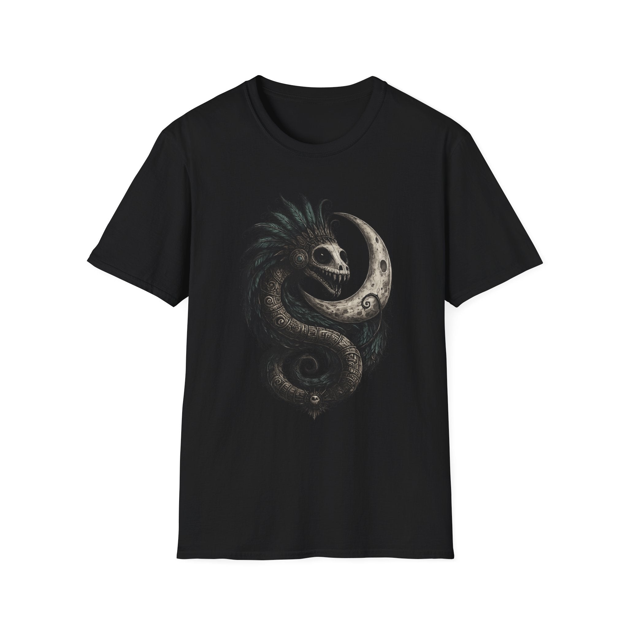 Playera Quetzalcóatl Crescent Moon - serpiente emplumada azteca, gothic tee - foto 1